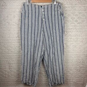 Beachy Linen Wide Leg Pinstripes Pants Size 16 Button Fly by Chadwicks
